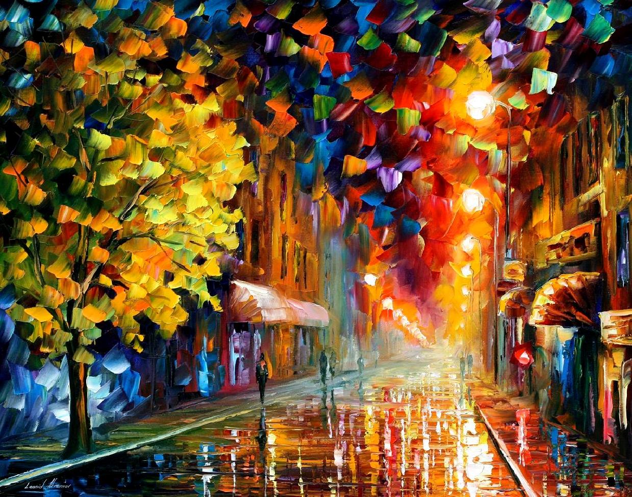 1239x975 Happy Street Palette Knife Oil Painting On Canvas By Leonid - Happy Painting