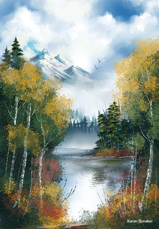 557x800 Bob Ross's Iconic Art Style Goes Digital New Web Tutorial Series - Happy Painting