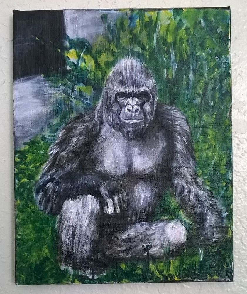 842x1000 Harambe, Painting Of A Gorilla,8x10 Original Art Acrylic - Harambe Painting