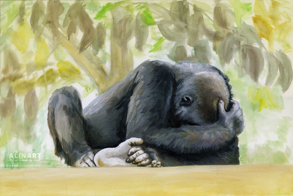 1000x667 Animals Alinart - Harambe Painting