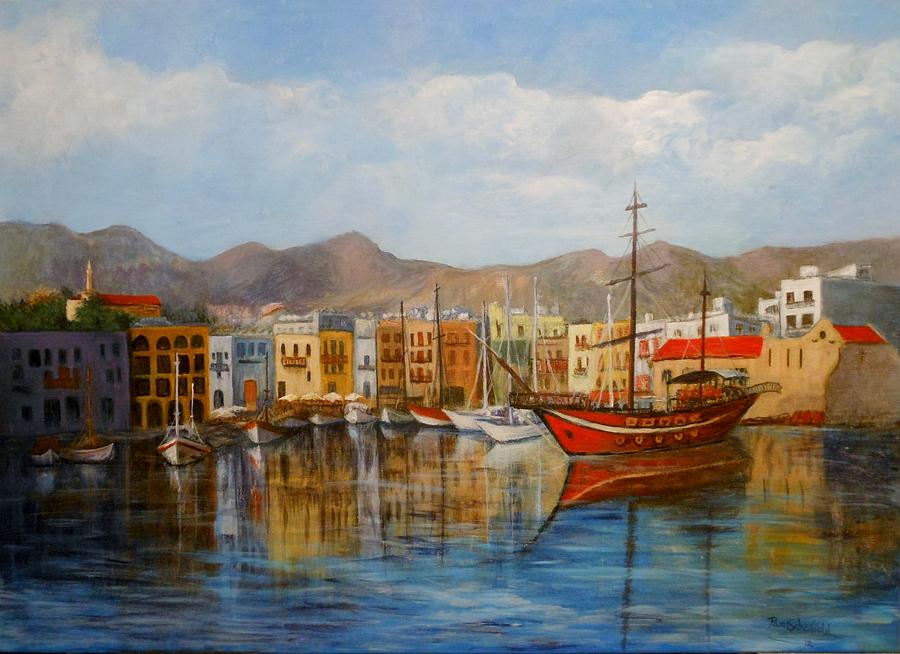 900x654 Kyrenia Harbour Painting By Pam Schofield - Harbour Painting