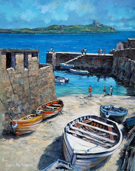474x600 Painting Print Of Boats - Harbour Painting