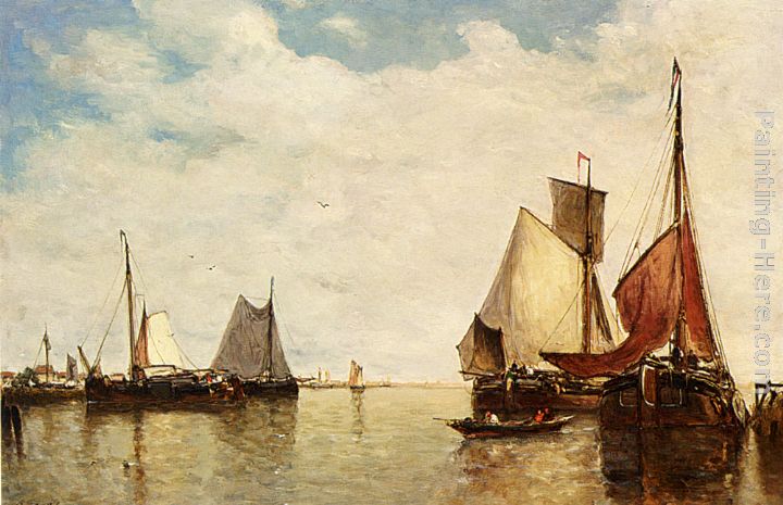 720x465 Paul Jean Clays Moored Ships In A Small Harbour Painting Anysize - Harbour Painting