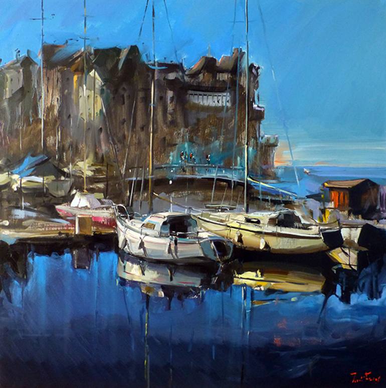 770x774 Saatchi Art In The Harbour Painting By Jurij Frey - Harbour Painting