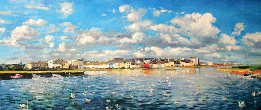 900x379 View Of Galway Harbour Painting By Conor Mcguire - Harbour Painting