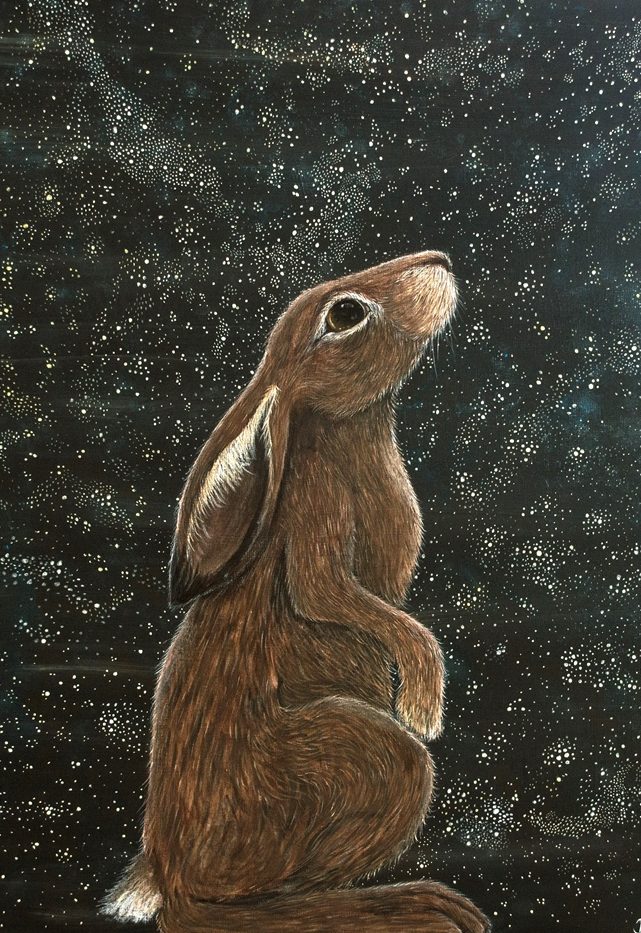 641x933 Waiting In Wonder ~ Hare Archival Art Print Deborah Sheehy - Hare Painting