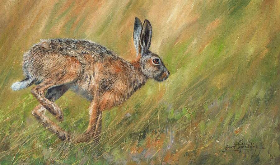 900x530 Hare Painting By David Stribbling - Hare Painting