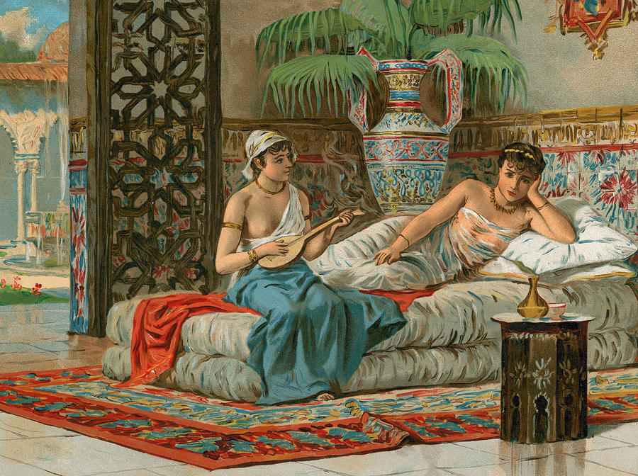 900x672 A Slave In The Harem Painting By Dionisio Baixeras Verdaguer - Harem Painting