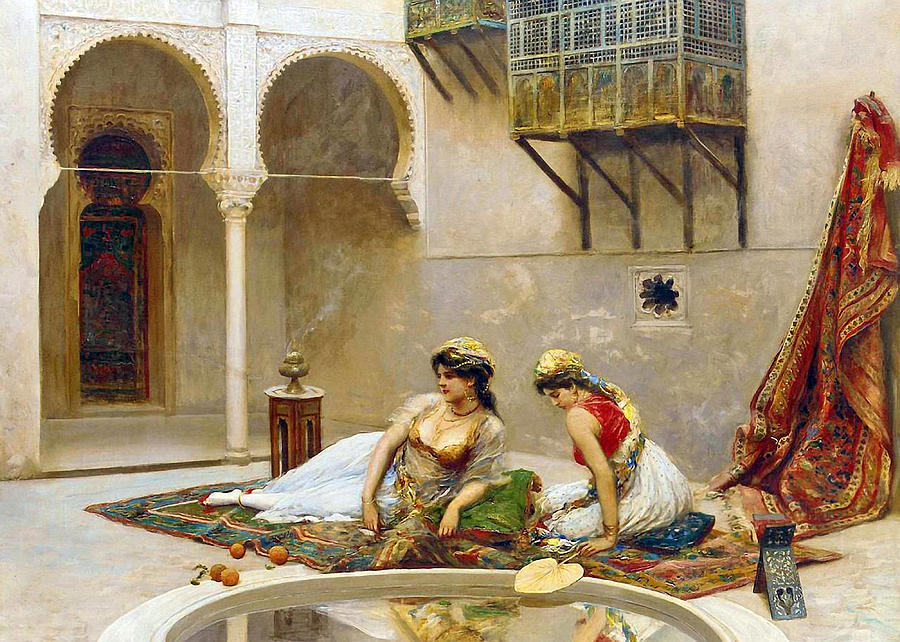 900x642 Fabio Fabbi Harem Relaxing Painting By Munir Alawi - Harem Painting