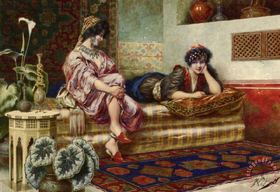 960x659 Franz Von Defregger Idle Hours In The Harem Painting - Harem Painting