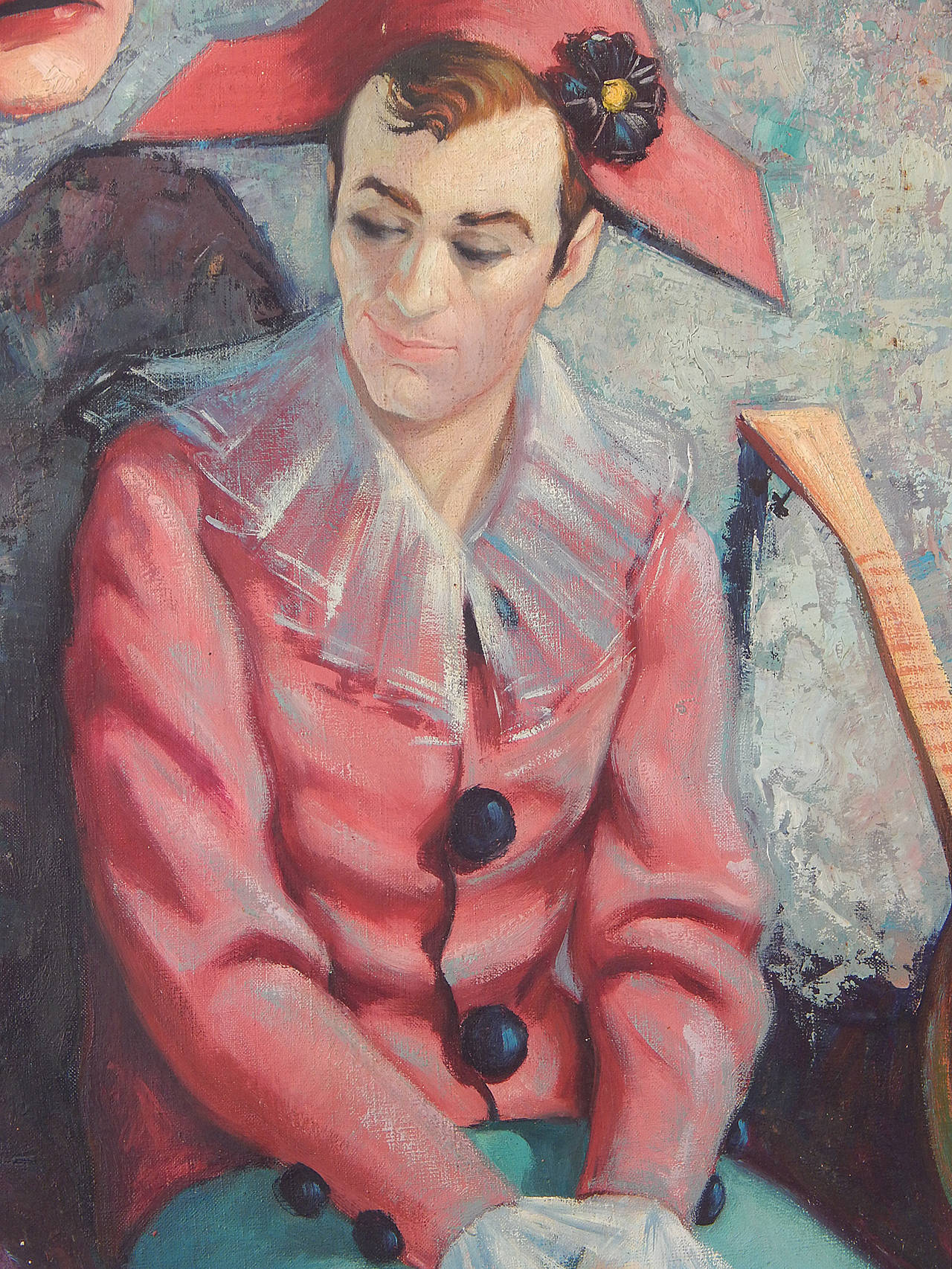 1280x1706 Harlequin With Lute And Mask, Brilliantly Hued Midcentury - Harlequin Painting