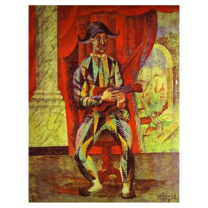 800x800 Harlequin With A Guitar By Pablo Picasso Oil Painting Art Gallery - Harlequin Painting