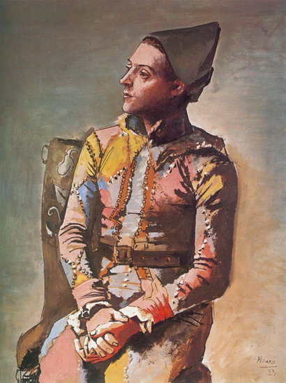 410x550 Pablo Picasso Seated Harlequin (The Painter Jacinto Salvado) 1, 1923 - Harlequin Painting