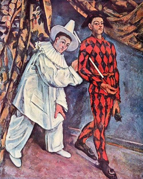 500x626 Pierrot And Harlequin Eternal Conflict - Harlequin Painting