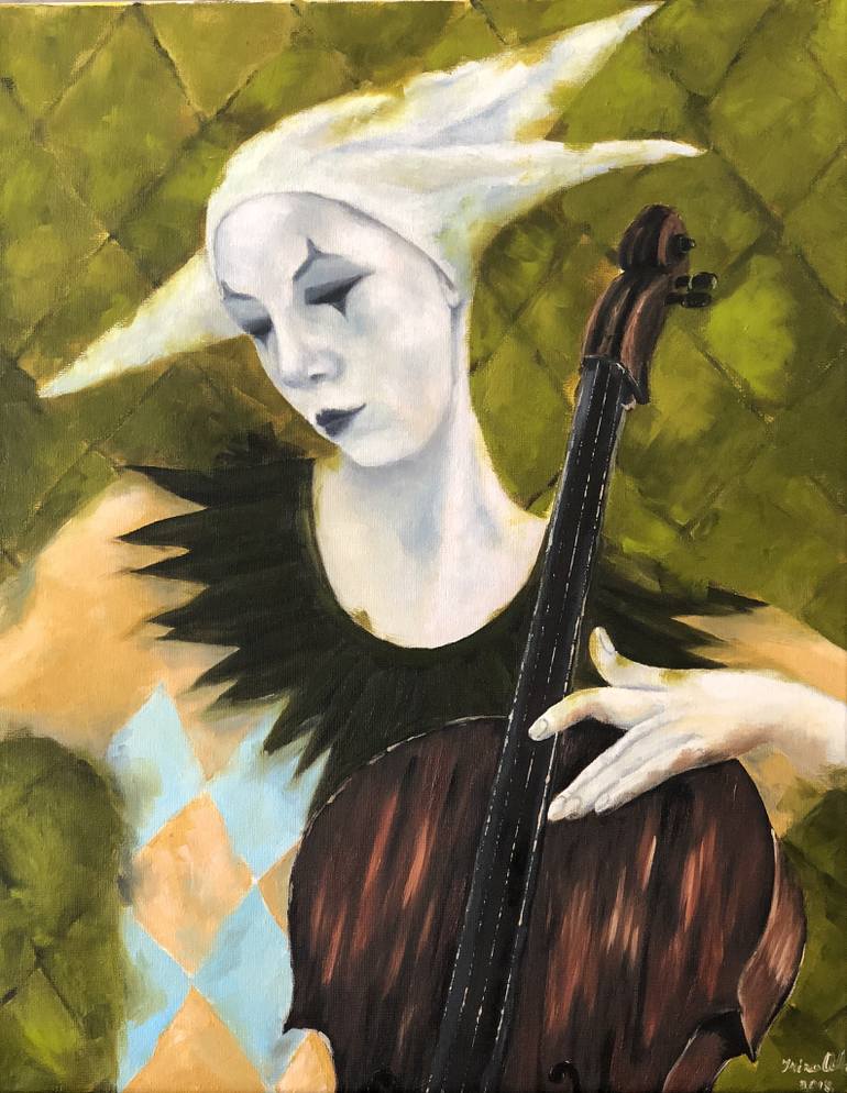 770x994 Saatchi Art Sad Harlequin Painting By Iryna Oliinyk - Harlequin Painting