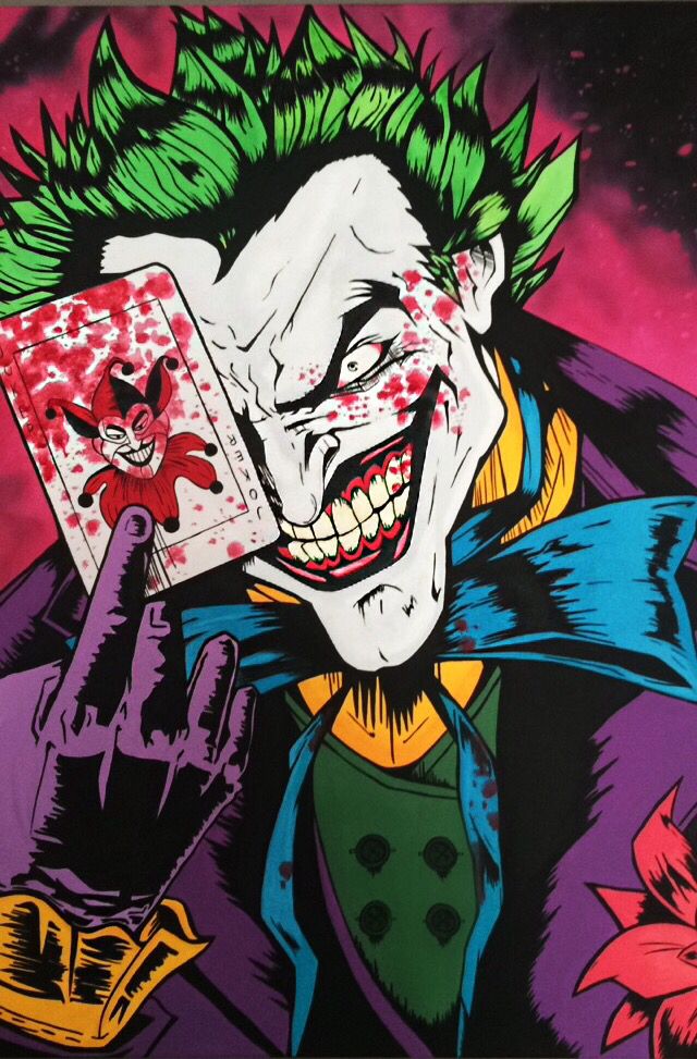 640x973 The Joker Painting On Canvas Using Acrylics Doc Comics Batman - Harley And Joker Painting