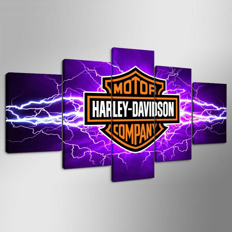 800x800 Harley Davidson Bar And Shield Purple Sparks Lightning Motorcycle - Harley Davidson Logo Painting
