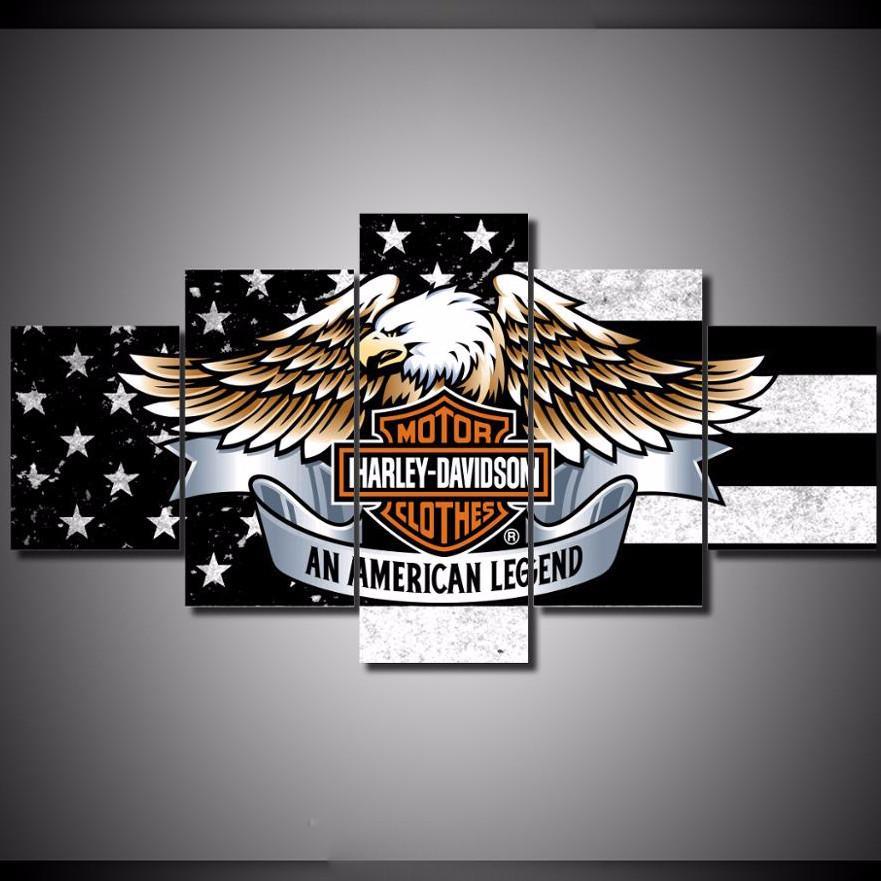 881x881 Harley Davidson Prints Wall Art Framed Picture Motor - Harley Davidson Logo Painting