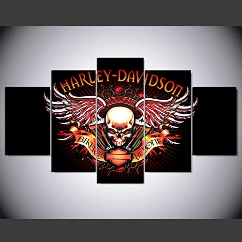 500x500 Large] Premium Quality Canvas Printed Wall Art Poster 5 Pieces 5 - Harley Davidson Logo Painting