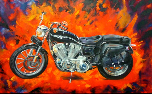 596x372 Paintings Boston Area Artist Crowley Art Studio, 617 549 1639 - Harley Davidson Logo Painting