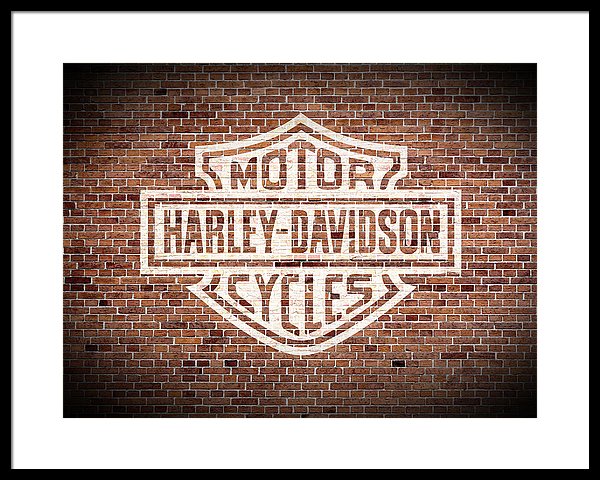 600x480 Vintage Harley Davidson Logo Painted On Old Brick Wall Framed - Harley Davidson Logo Painting
