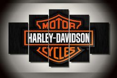 236x158 5 Panels Harley Davidson Motorcycle Hd Printed Prints Canvas - Harley Davidson Logo Painting