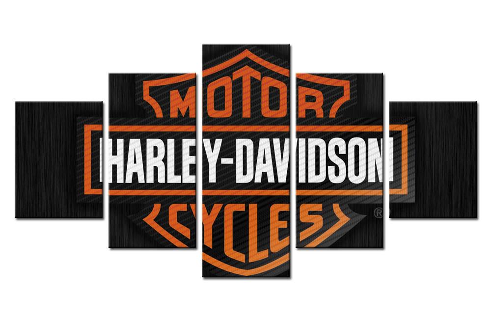 1000x650 5 Piece Harley Davidson Motorcycle Bar And Shield Logo - Harley Davidson Logo Painting