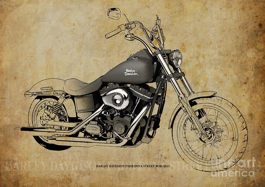 900x635 Harley Davidson Fxdb Dyna Street Bob 2013 Painting By Drawspots - Harley Davidson Painting