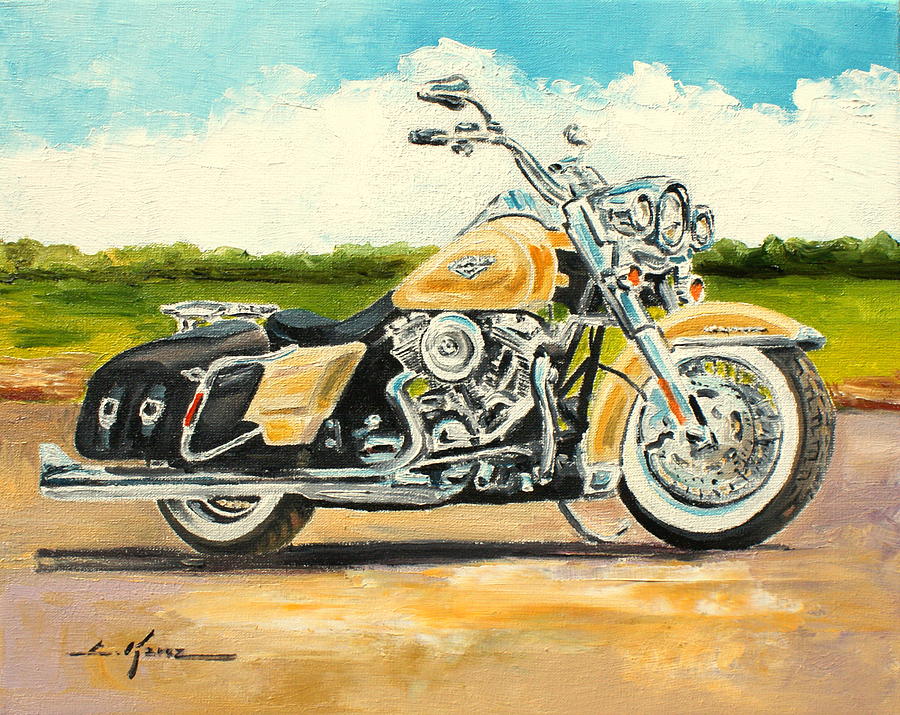 900x715 Harley Davidson Road King Painting By Luke Karcz - Harley Davidson Painting