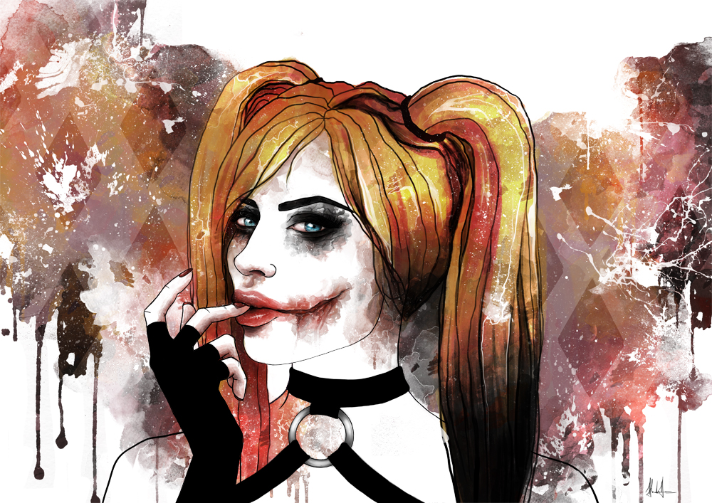 1000x707 Harley Quinn By Alexaasen - Harley Quinn Abstract Painting