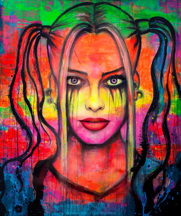 602x720 Harley Quinn Portrait - Harley Quinn Abstract Painting