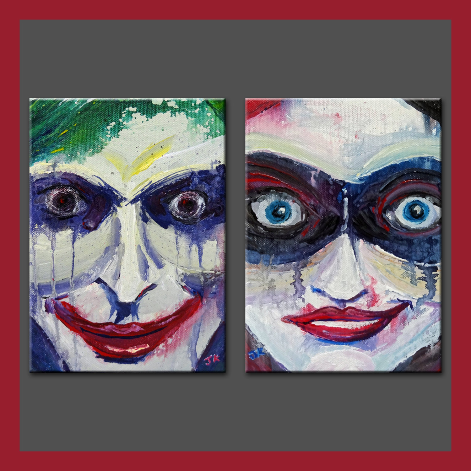 1500x1500 Joker Harley Quinn Batman Suicide Squad Mad Love Splatter - Harley Quinn Abstract Painting