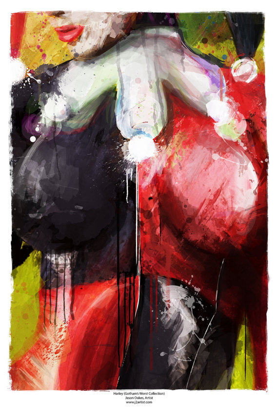 570x833 Gotham's Worst Harley Quinn Abstract Art Print 13 X - Harley Quinn Abstract Painting