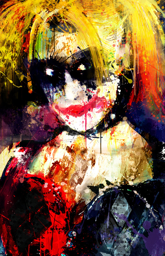 570x881 Harley Quinn Abstract Art Canvas 16 X 24 - Harley Quinn Abstract Painting