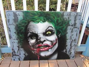 300x225 Joker Acrylic Painting ,original Art By Anthony Sortillon - Harley Quinn Acrylic Painting