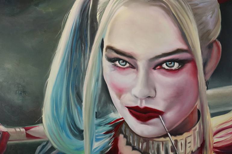 770x513 Saatchi Art Harley Quinn As Suicide Squad Margot Robbie Film - Harley Quinn Acrylic Painting