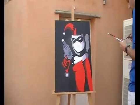 480x360 Timelapse Acrylic Painting Harley Quinn Pop Art - Harley Quinn Acrylic Painting
