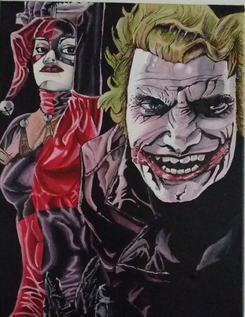 787x1016 Jokerharley Quinn Painting By Enchantressreku - Harley Quinn Joker Painting