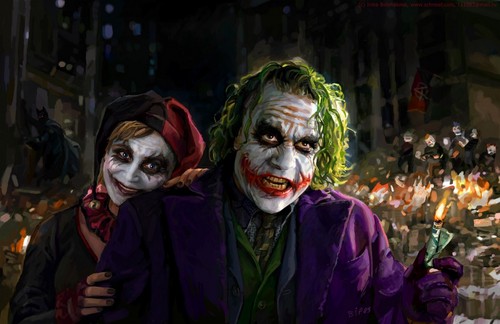500x324 The Joker And Harley Quinn Images Joker And Harley Painting Hd - Harley Quinn Joker Painting