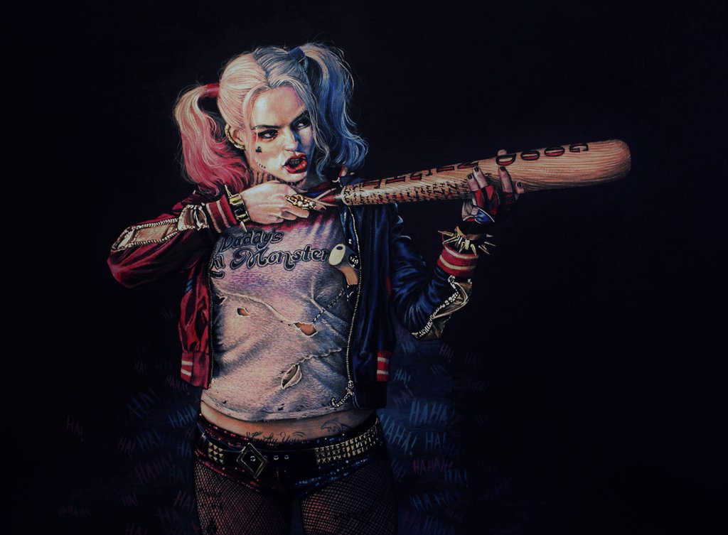 1024x753 Harley Quinn Painting By Straewefin - Harley Quinn Painting