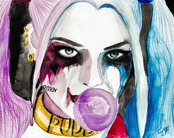 340x270 Harley Quinn Original Watercolour Painting Joker Watercolour - Harley Quinn Painting