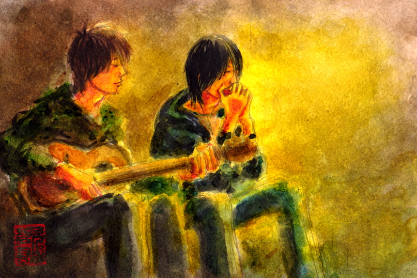 861x574 Harmonica And Acoustic Guitar. By Koony - Harmonica Painting