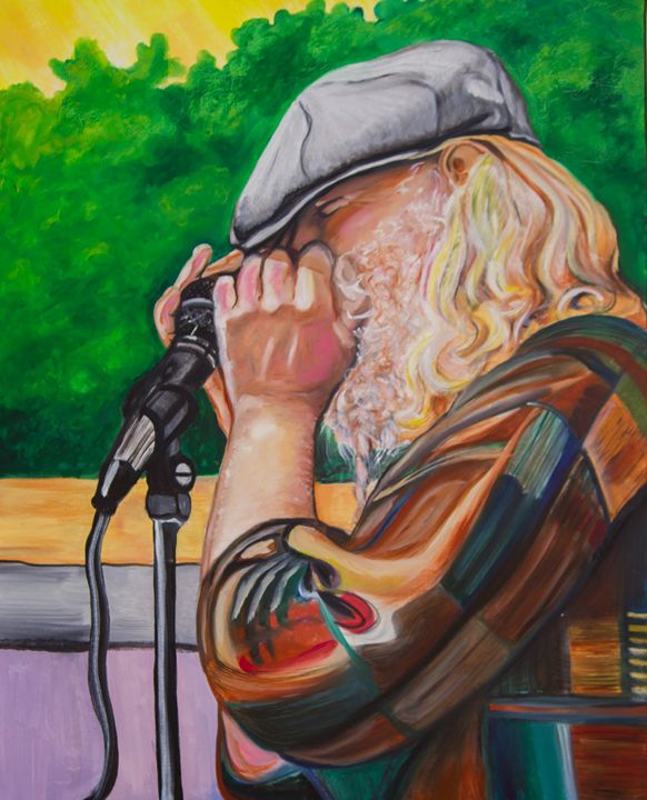 582x720 The Harmonica Player - Harmonica Painting