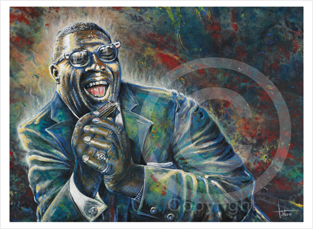 613x448 Tom Nollhowlin' Wolf Art Print By Tom Noll - Harmonica Painting