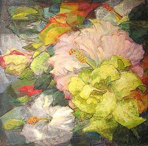 300x297 Hibiscus Harmony', Painting By Shirley Ximena Hopper Russell, C - Harmony Painting