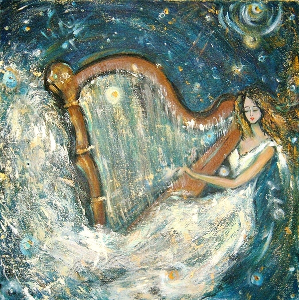 600x602 Harp Painting By Vered Fishman - Harp Painting
