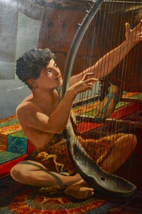 465x700 A.b. (19th20th Century) - Harp Painting