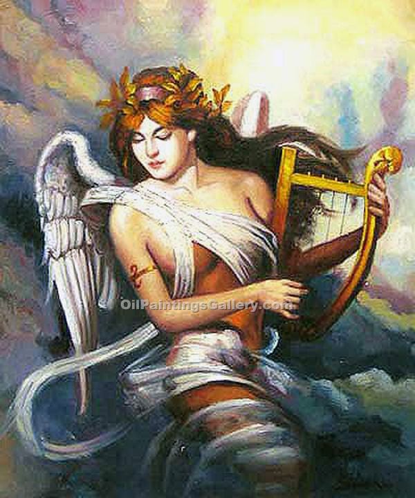 600x720 Angel Playing Harp (Painting Id Da 7103 Ka) - Harp Painting