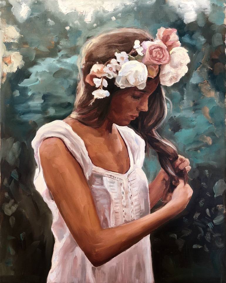 770x962 Saatchi Art Flower Crown Painting By Holly Harper - Harper Painting