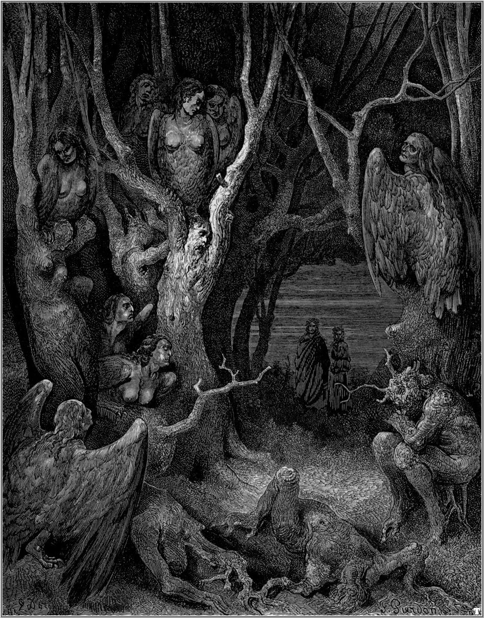 948x1210 Harpies In The Forest Of Suicides Gustave Biblioklept - Harpy Painting